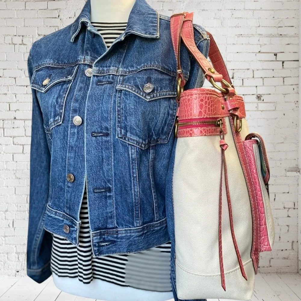 Coach RARE Exotic Legacy Pink Croc Embossed Trim Tote Y2K - Picture 6 of 17